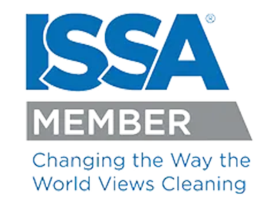 A black and blue logo for the issa member.