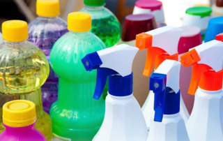 assorted bottles of cleaning products